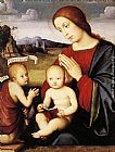Madonna Canvas Paintings - Madonna and Child with the Infant St John the Baptist